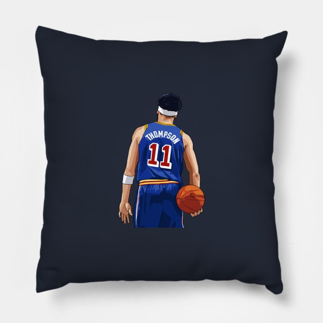 Klay Thompson Vector Back with Ball Above Waist Qiangy Pillow by qiangdade