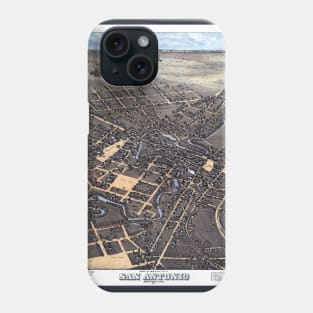 Antique Aerial City Map of San Antonio, Texas,  1873 Phone Case