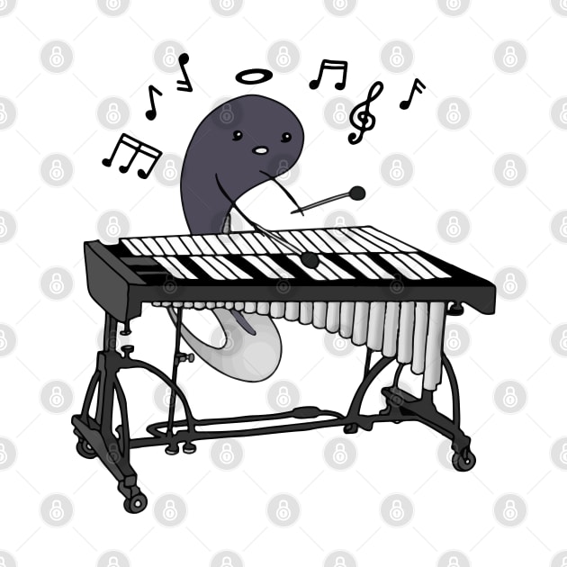 Cute Tadpole Playing Vibraphone In Love with Music (Vibraphonist Melody) Mallet Percussion Instrument by Mochabonk