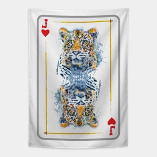 Leopard Head Jack Of Hearts Playing Card Tapestry