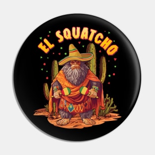 El Squatcho Bigfoot with Maraca, Sombrero and Poncho Pin