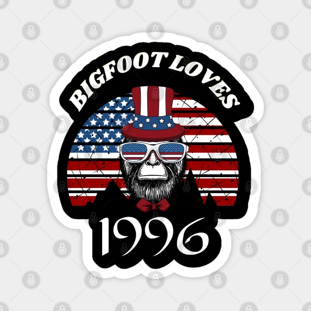 Bigfoot loves America and People born in 1996 Magnet by Scovel Design Shop