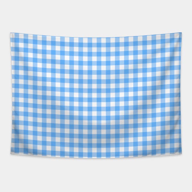 Blue and White Plaid Pattern Tapestry by mareescatharsis