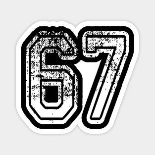 Number 67 Grungy in white Magnet