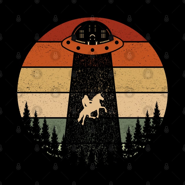 Bigfoot Ufo Abduction Sasquatch Riding A Unicorn by Tesszero