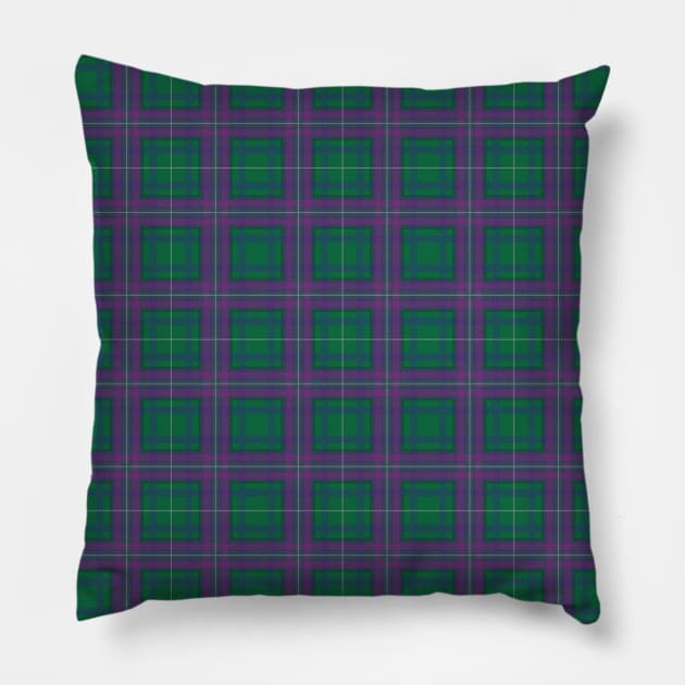 Blue Green and Purple Tartan Plaid Pattern Pillow by McNutt