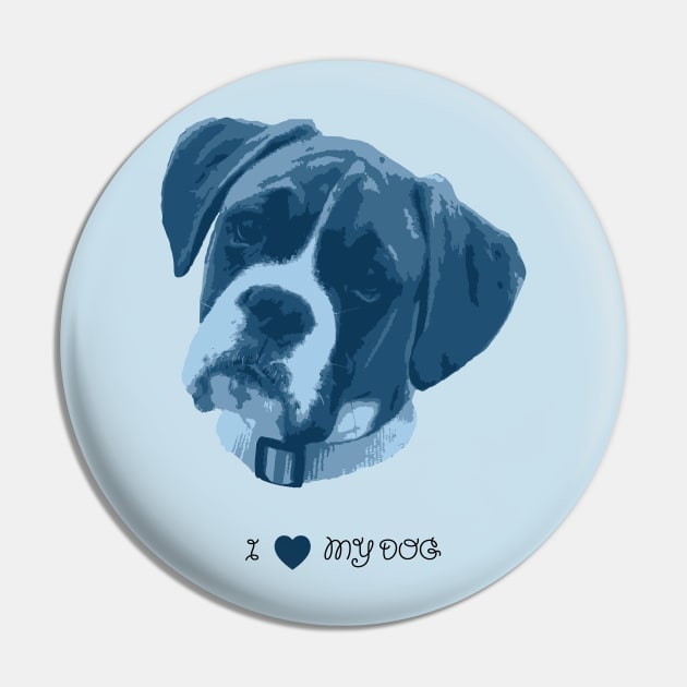 Dogs - Boxer blue Pin by PrintablesPassions