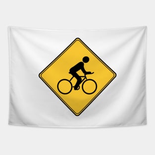 Road Sign - Cyclist Tapestry