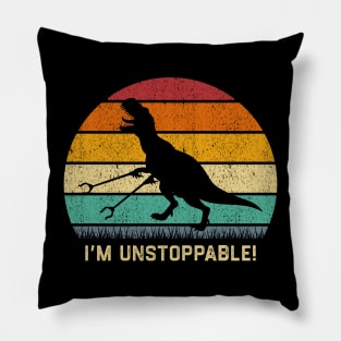 Funny T Rex I'm Unstoppable With Trash Grabber Picker Pillow