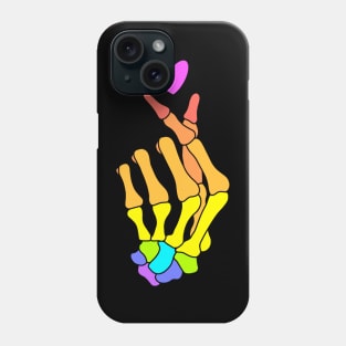 Rainbow Finger Heart Skeleton Hand Phone Case