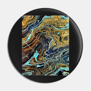 Gold Blues - Abstract Acrylic Pour Painting Pin