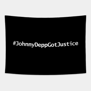 Johnny Depp Got Justice Hashtag Minimal Typography White Text Tapestry