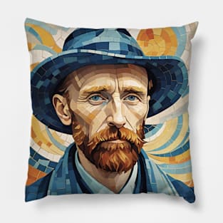 Starry Night Mosaic: Van Gogh-Inspired Portrait Pillow