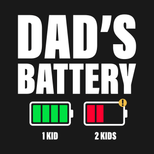 Funny Dad of 2 kids Low Battery Father’s Day T-Shirt