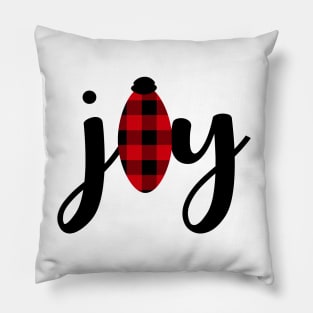 Joy Buffalo Plaid Christmas Holiday Lights Pillow
