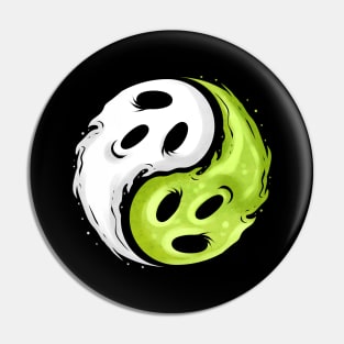 Spirit And Ghost Form Yin And Yang Sign Halloween Pin