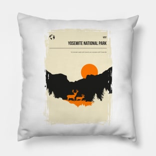 Yosemite National Park California Nature Minimal Travel Poster Pillow