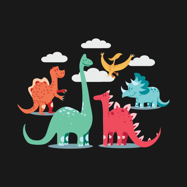 cute animal cartoon - dinosaurs by Midoart