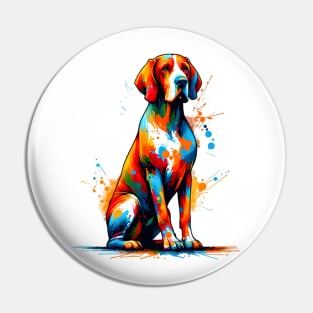 Vibrant Bracco Italiano in Abstract Splash Art Pin