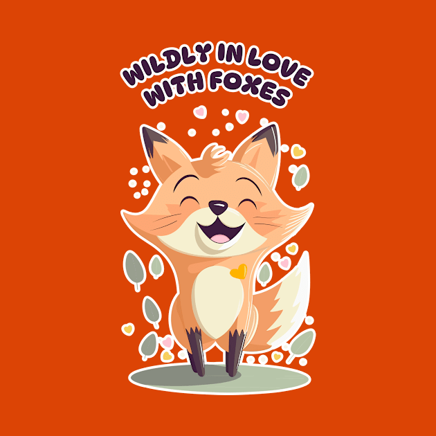 Wildly in Love with Foxes Fun and Cute Animal Print Design by Space Surfer 