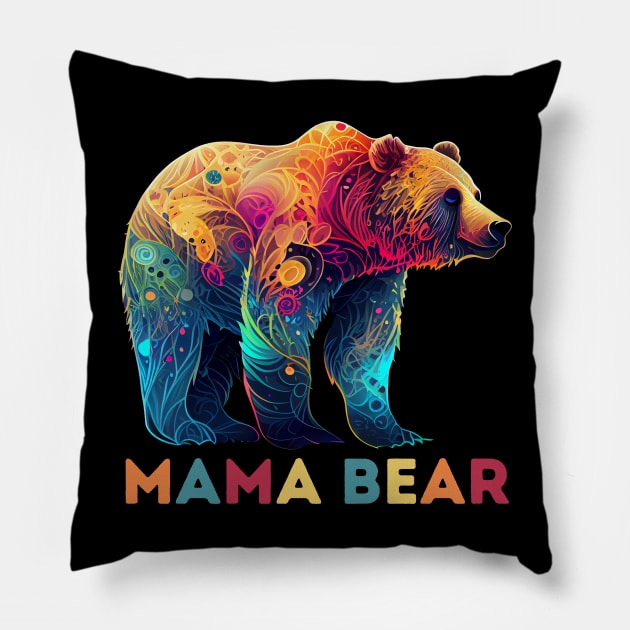 Mama Bear Abstract Design Pillow by Teewyld