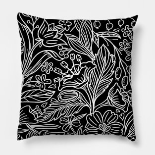 Black and White Flowers Pillow