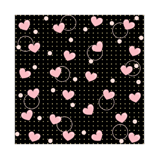 Pink heart with black background T-Shirt