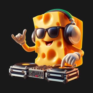 Groovy Cheese DJ – Beats & Eats Sticker T-Shirt