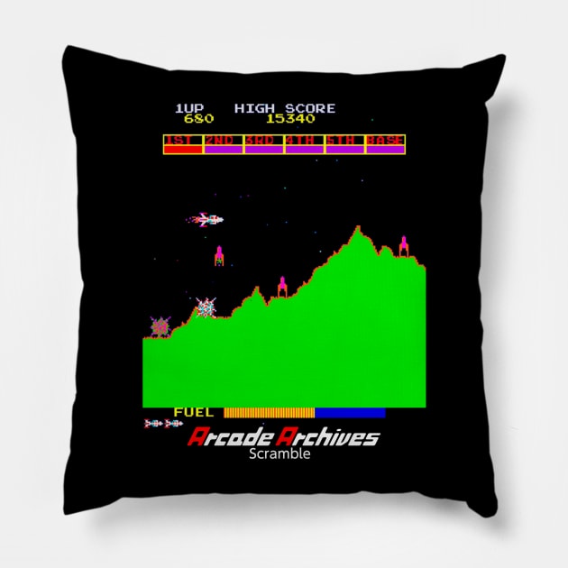 Mod.7 Arcade Scramble Space Invader Video Game Pillow by parashop