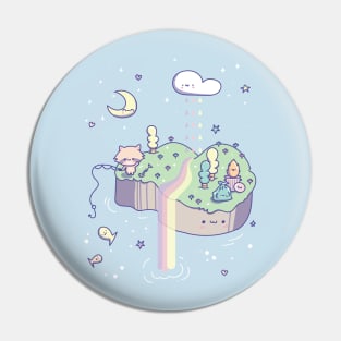 Kawaii Raccoon Kawaii Trash Panda Trash Fire Island - Aesthetic Rainbow Pastel Pin