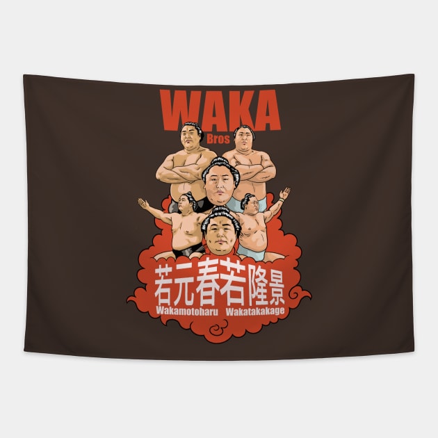 Wakamotoharu and Wakatakakage Japanese sumo wrestlers Tapestry by FilthyTBear 