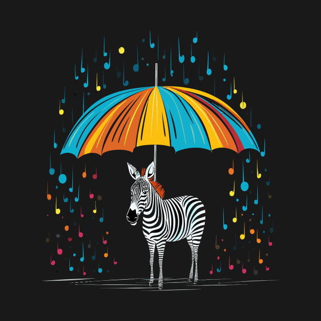 Zebra Rainy Day With Umbrella by JH Mart