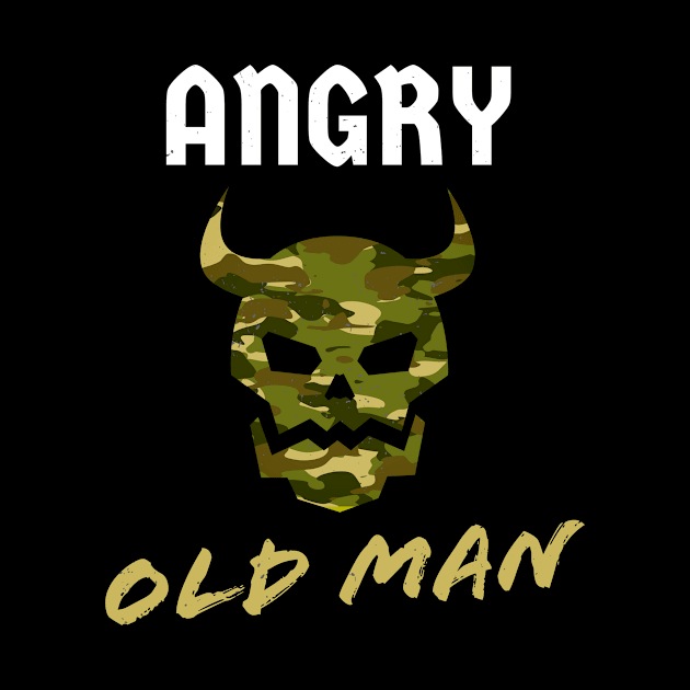 Angry Old Man Camouflage Skull Mens by Foxxy Merch