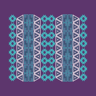 Aztec Pattern Design Blue, Teal and Cream T-Shirt