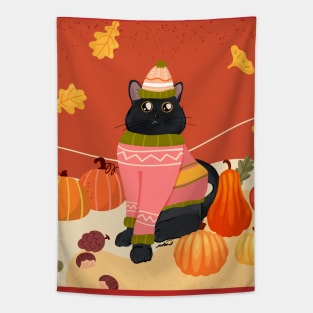 Cozy Cat Autumn Tapestry