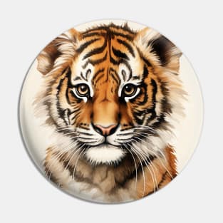 Watercolor Portrait of a Little Tiger Pin