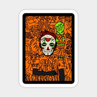 Mexican MaleMask NFT with DarkSkin and Gray Doodle - Explore the Artistry! Magnet