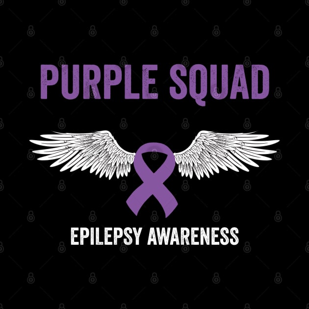 purple squad epilepsy awareness month - flying purple ribbon epilepsy support by Merchpasha1