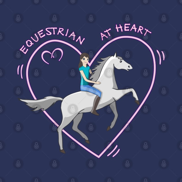 Cute Equestrian at Heart Girl and Horse Love Anime by French Salsa