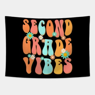 Second Grade Vibes 2Nd Grade Teacher Back To School Groovy Tapestry