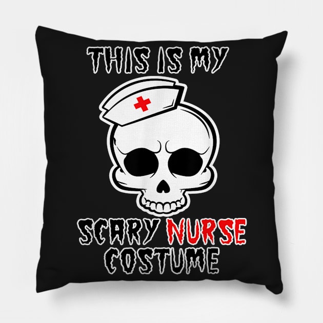 Halloween Scary Nurse Costume Skull Women Girls Gi Pillow by Christyn Evans