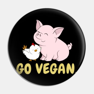 Go Vegan Cute Pig And Chicken 2 Pin