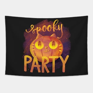 Spooky Party - Halloween Pumpkin cat Tapestry