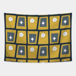 Mid Century Funky Blocks 2 in Mustard Yellow, Navy and Grey Tapestry