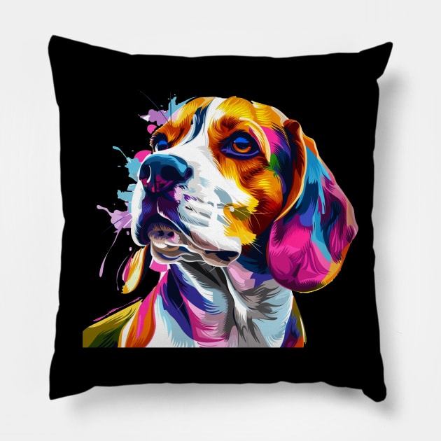 Beagle Dog Colorfull Pop Art Design For Dog Onwer Pillow by karishmamakeia