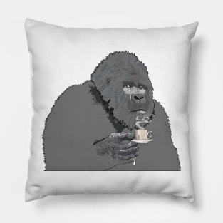 Gorilla sipping expresso Pillow