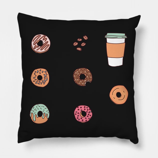 Donuts stickers Pillow by Misfit04