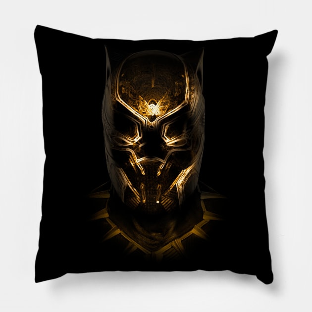 Black Panther Neon Style Pillow by enchantingants