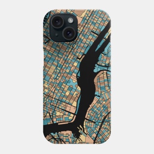 New York Map Pattern in Mid Century Pastel Phone Case