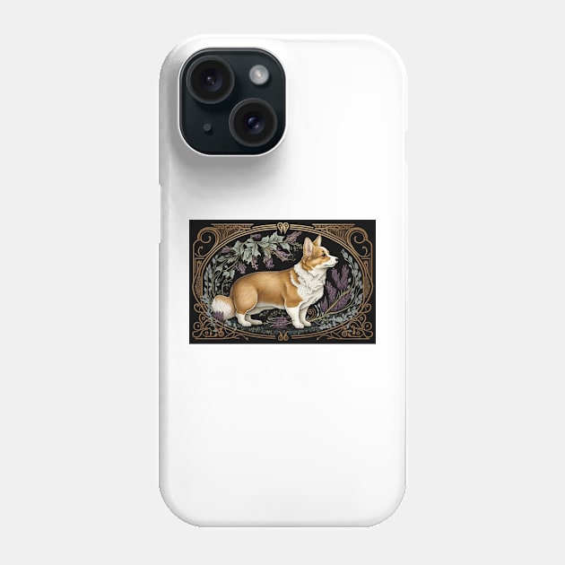 Pembroke Welsh Corgi Standing Among Lavender - Art Nouveau Style Phone Case by ArtNouveauChic